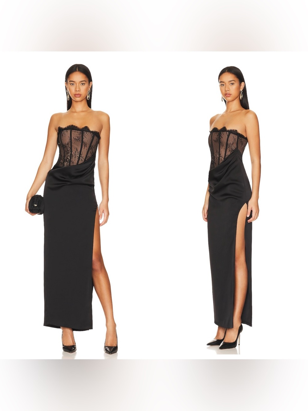 NWT NBD NALANI Lace corset midi dress in black